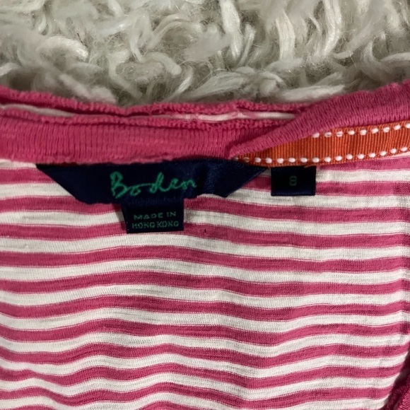 Boden Women’s 8 Pink And White Stripe Shirt 3/4 Sleeve With Buttons - Picture 4 of 6